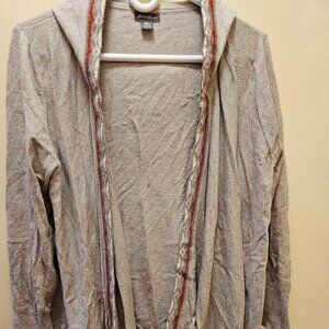 Light Grey Asymmetrical Open Front Hooded Cardigan